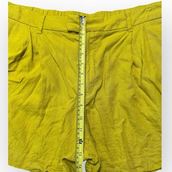 A New Day Shorts Womens Size 16 Linen Blend Relaxed Fit Mustard Yellow Trousers - Picture 4 of 6